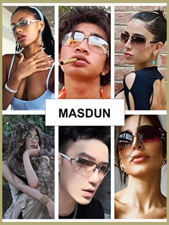 Metal and Plastic Rimless Rectangle Sunglasses with UV400 Protection main image 2